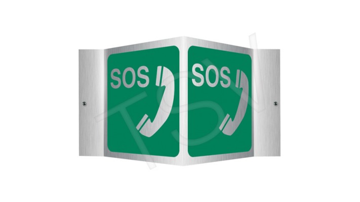 Enseigne Projection(MD) « SOS », 6" x 5", Aluminium, Bilingue avec pictogramme Chacun